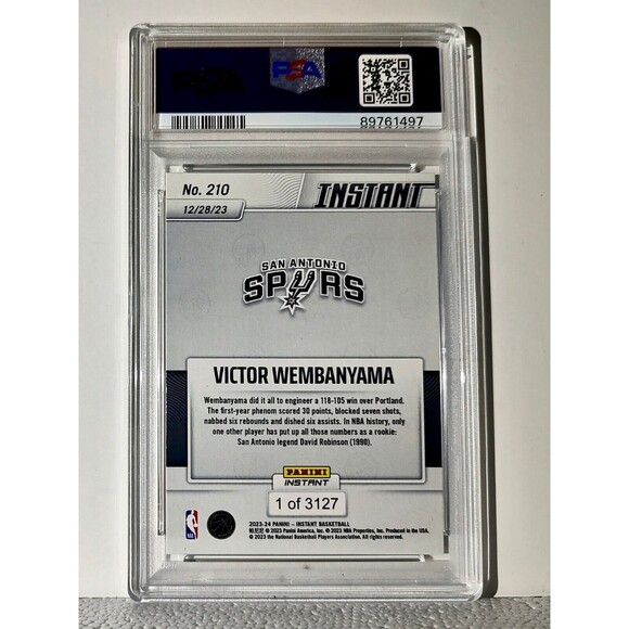 Victor Wembanyama 2023-24 Panini #210 NBA Rookie Basketball Card 1 of 3127 PSA 8 - Picture 2 of 2